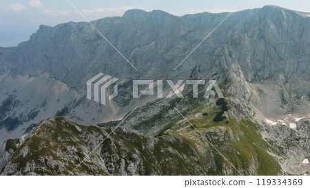 Aerial of mountains in park Durmitor, Montenegro 119334369
