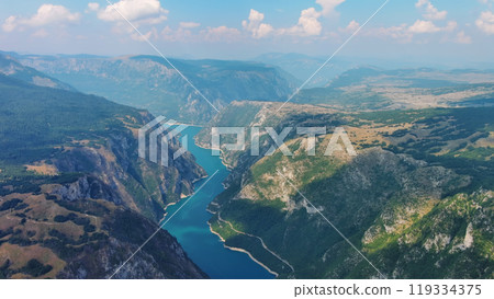 Piva river canyon aerial Montenegro 119334375