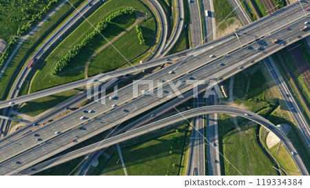 Lot of cars on modern road junction Lot of cars on modern road junction 119334384