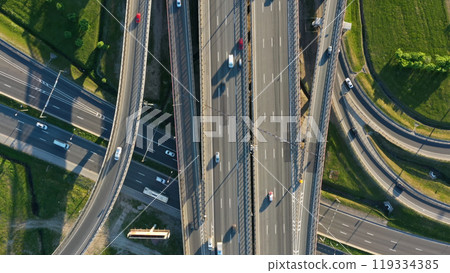 Lot of cars on modern road junction Lot of cars on modern road junction 119334385