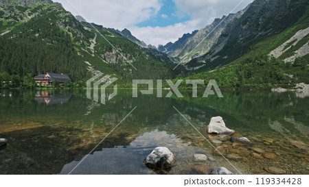 Poprad lake in High Tatras mountains Poprad lake in High Tatras mountains 119334428
