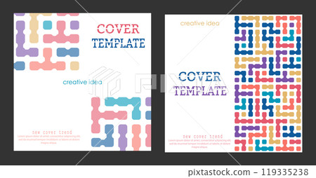 Geometric composition. A set of colored cover pages for a book, a catalog magazine. A template for a banner, poster and brochure. An abstract version of modern design Geometric composition. A set of colored cover pages for a book, a catalog magazine. A template for a banner, poster and brochure. An abstract version of modern design 119335238