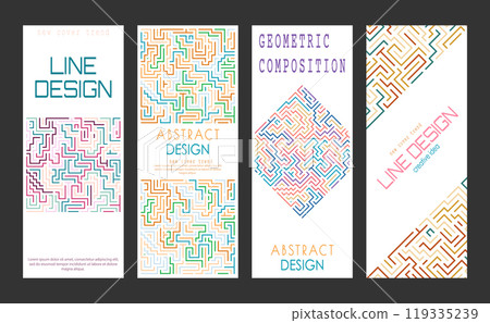 Geometric composition. A set of colored cover pages for a book, a catalog magazine. A template for a banner, poster and brochure. An abstract version of modern design Geometric composition. A set of colored cover pages for a book, a catalog magazine. A template for a banner, poster and brochure. An abstract version of modern design 119335239