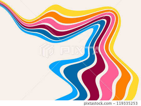 Background with colored parallel lines. Deformed colored stripes. An idea for banners, posters and posters. A variant of wall art Background with colored parallel lines. Deformed colored stripes. An idea for banners, posters and posters. A variant of wall art 119335253