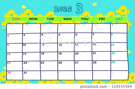 2025 年 3 月月曆 119335564