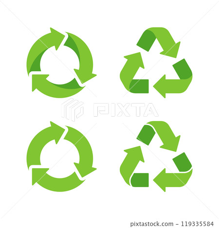 Recycle Icon Set. Recycling Rotation Arrow Logo on White Background. Vector Recycle Icon Set. Recycling Rotation Arrow Logo on White Background. Vector 119335584