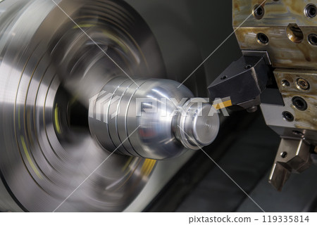 The CNC lathe machine forming cutting the bottle blow mold parts. The CNC lathe machine forming cutting the bottle blow mold parts. 119335814