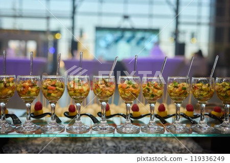 Elegant Canap Display at a Catering Event 119336249