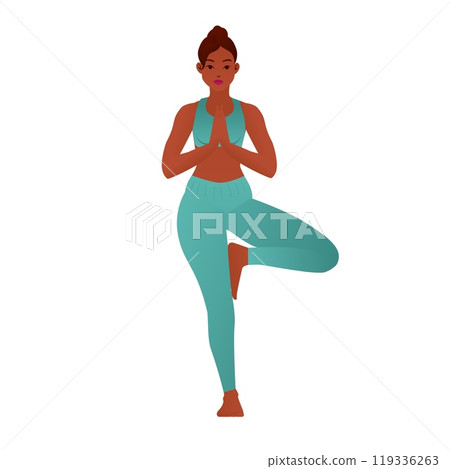 Yogini in Tree Pose Vrksasana Standing Balance Yoga Vector Illustration Yogini in Tree Pose Vrksasana Standing Balance Yoga Vector Illustration 119336263