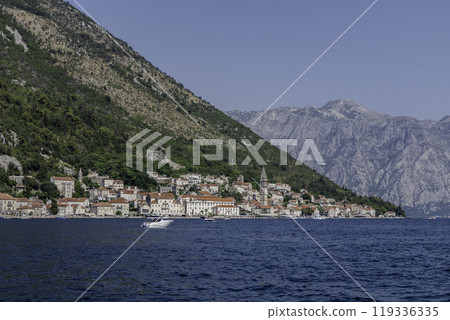Montenengro, Village of Perast in the Kotor Gorge. 119336335