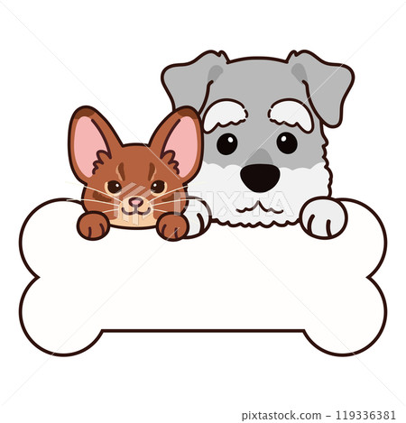 迷你雪納瑞和阿比西尼亞犬，帶骨標註框架 119336381