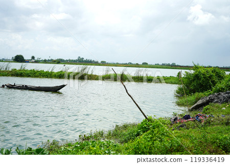 Lake beside Kharibari Road at Kolkata towards Rajarhat Lake beside Kharibari Road at Kolkata towards Rajarhat 119336419