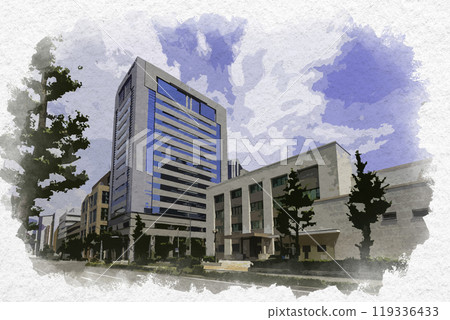 Watercolor style Kobe Bank of Japan Kobe Branch and Create Kobe Building Kobe City, Hyogo Prefecture Watercolor style Kobe Bank of Japan Kobe Branch and Create Kobe Building Kobe City, Hyogo Prefecture 119336433
