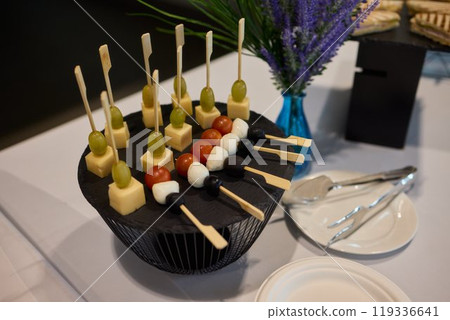 Elegant Canap Display at a Catering Event 119336641