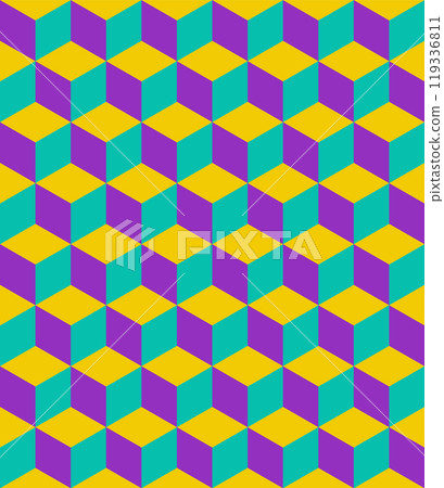 Abstract vector seamless op art pattern. Colorful disco ornament. Vector illustration 119336811