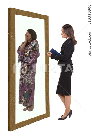 Businesswoman putting aside her inner wishes 119336906