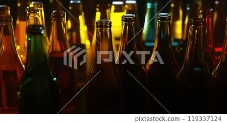 酒瓶特寫顯示酒精依賴 119337124