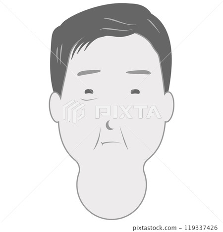 Middle-aged man's face illustration, monochrome, senior, uncle, 50, 60, 70 Middle-aged man's face illustration, monochrome, senior, uncle, 50, 60, 70 119337426