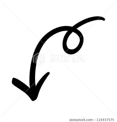 手寫旋轉箭頭向下下降 119337575