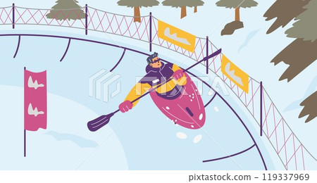Snow kayaking competition. Snow kayaking competition. 119337969
