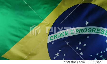 Real Brazil National Flag Background. Traveling South America. Ordem e progresso 119338210
