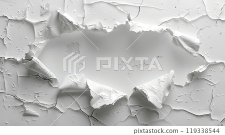 White Cracked Paint with Hole 119338544