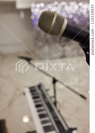 Detail take of a stage ready for a gig Detail take of a stage ready for a gig 119338935