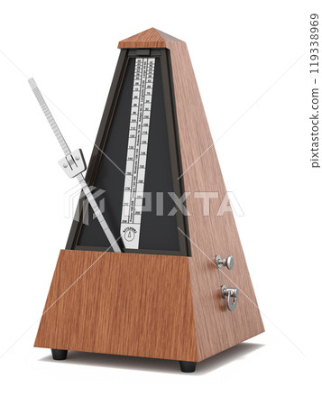 Close-up of vintage metronome - 3D illustration Close-up of vintage metronome - 3D illustration 119338969