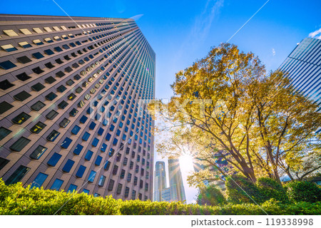 Tokyo cityscape in Japan: signs of autumn...Shinjuku Center Building and other buildings seen from October 7, 2024 119338998