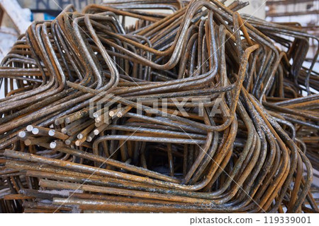 Reinforcement steel rod at construction site. Construction rebar steel work reinforcement. Rebar texture. Reinforcement steel rod. Rusty rebar for concrete pouring Reinforcement steel rod at construction site. Construction rebar steel work reinforcement. Rebar texture. Reinforcement steel rod. Rusty rebar for concrete pouring 119339001