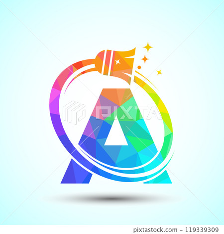 Letter cleaning service logo design template, Cleaning company logo sign symbol, low poly style 119339309