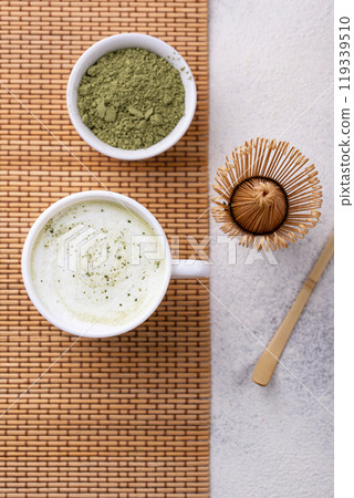 Green healthy matcha latte drink 119339510