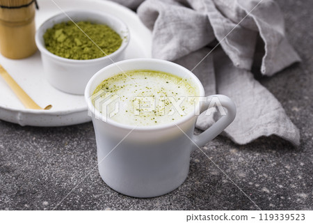 Green healthy matcha latte drink 119339523