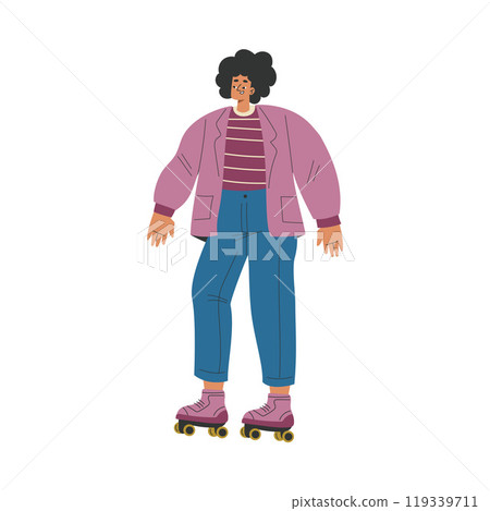 Man Character Roller Skating Ride on Rollers Vector Illustration Man Character Roller Skating Ride on Rollers Vector Illustration 119339711
