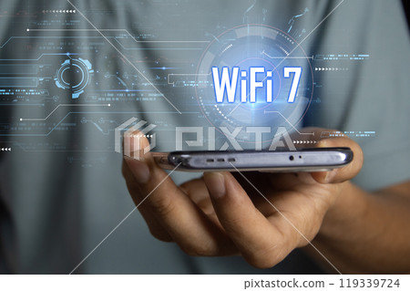 concept man using wifi technology 7 connected to the internet world with new technology 119339724