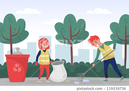 Man and Woman Clean Nature Collect Garbage Care of Environment Vector Illustration Man and Woman Clean Nature Collect Garbage Care of Environment Vector Illustration 119339736