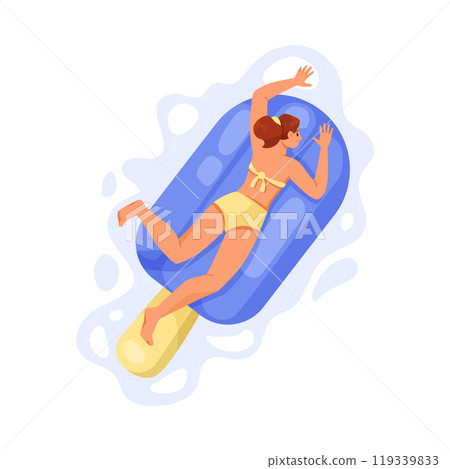 Woman Character on Inflatable Air Mattress Floating Vector Illustration Woman Character on Inflatable Air Mattress Floating Vector Illustration 119339833