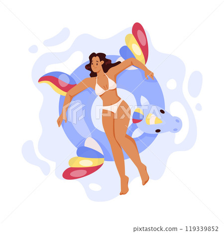 Woman Character on Inflatable Rubber Ring or Circle Vector Illustration Woman Character on Inflatable Rubber Ring or Circle Vector Illustration 119339852