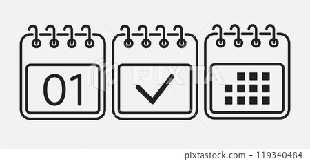 Vector icon page calendar - 1 day, agenda, done 119340484