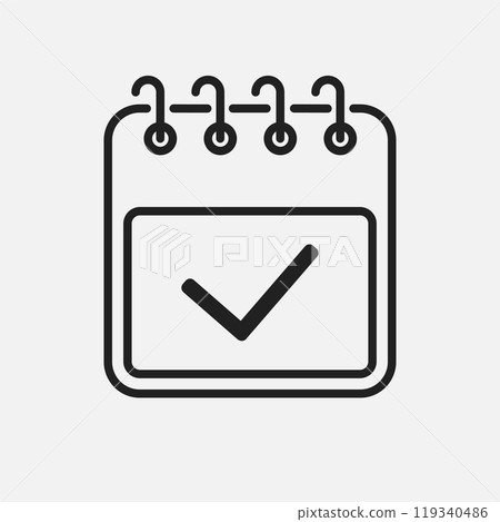 Icon page calendar - done, yes, success, check 119340486
