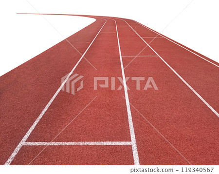 Empty running tracks in stadium on a white background Empty running tracks in stadium on a white background 119340567