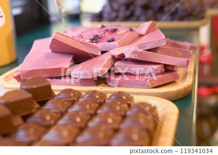 Enjoy a delightful assortment of chocolate and fudge confections that are sure to please 119341034