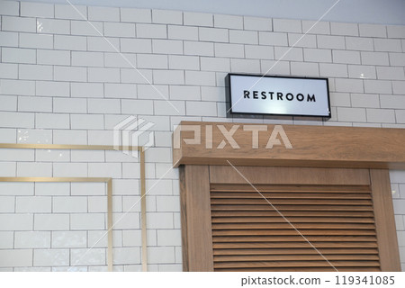 Contemporary Restroom Signage Featuring a Stylish and Sophisticated Design Aesthetic 119341085