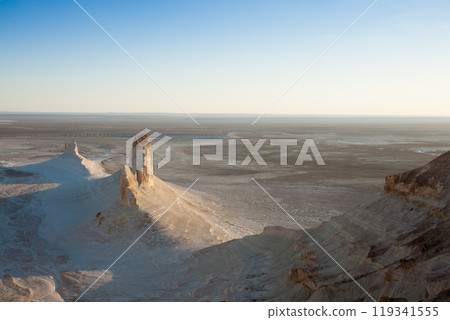 Beautiful Mangystau landscape, Kazakhstan. Ak Orpa pinnacles view, Bozzhira valley 119341555