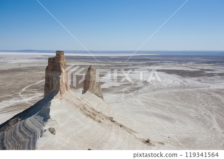 Stunning Mangystau landscape, Kazakhstan. Rock pinnacles view, Bozzhira valley 119341564