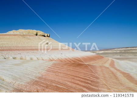 Kyzylkup rock strata landscape, Mangystau desert, Kazakhstan Kyzylkup rock strata landscape, Mangystau desert, Kazakhstan 119341578
