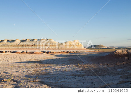 Kyzylkup area landscape, Mangystau desert. Rock strata formations 119341623