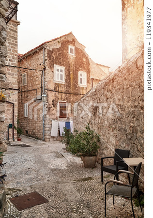 A narrow street in the old town of Dubrovnik, Croatia. 119341977