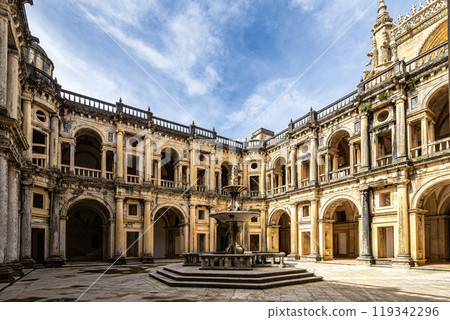 Main cloister of the Monastery of the Order of Christ, Convento de Cristo in Tomar, Portugal. Main cloister of the Monastery of the Order of Christ, Convento de Cristo in Tomar, Portugal. 119342296