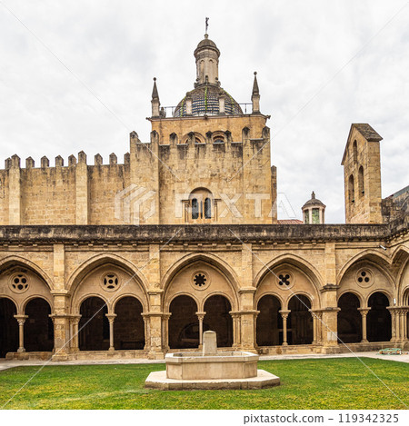 Gothic romanesque cloister of old Coimbra Cathedral, Se Velha de Coimbra in Portugal 119342325